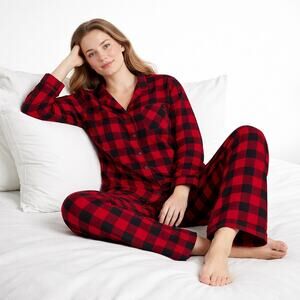 Wondershop Womens XL Buffalo Plaid Flannel Pajama Set Red Black Winter Sleepwear